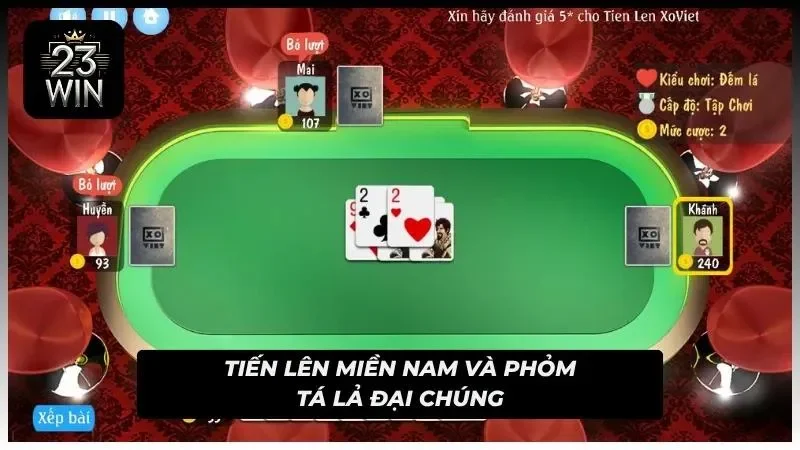 Đồ họa các quân bài chiến thuật dòng Tiến Lên và Phỏm trực tuyến.